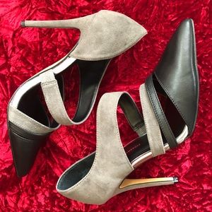 June Ambrose Genuine Leather And Suede Heels